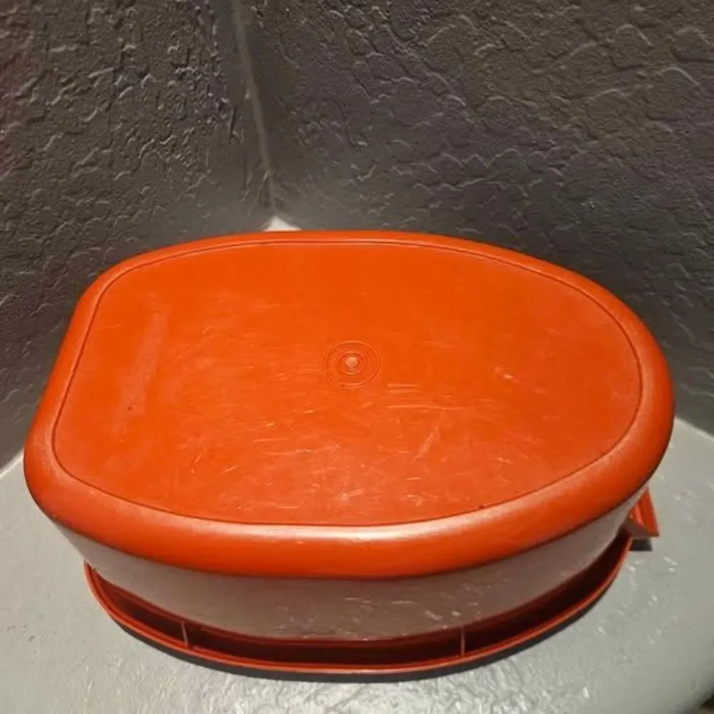 Vintage Tupperware Paprika Red Oval with Lid Roast Saver 2 Piece